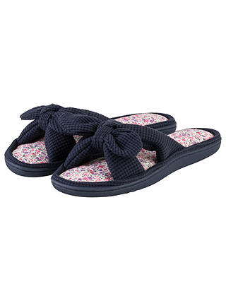 Totes Open Toe Waffle Slippers, Navy