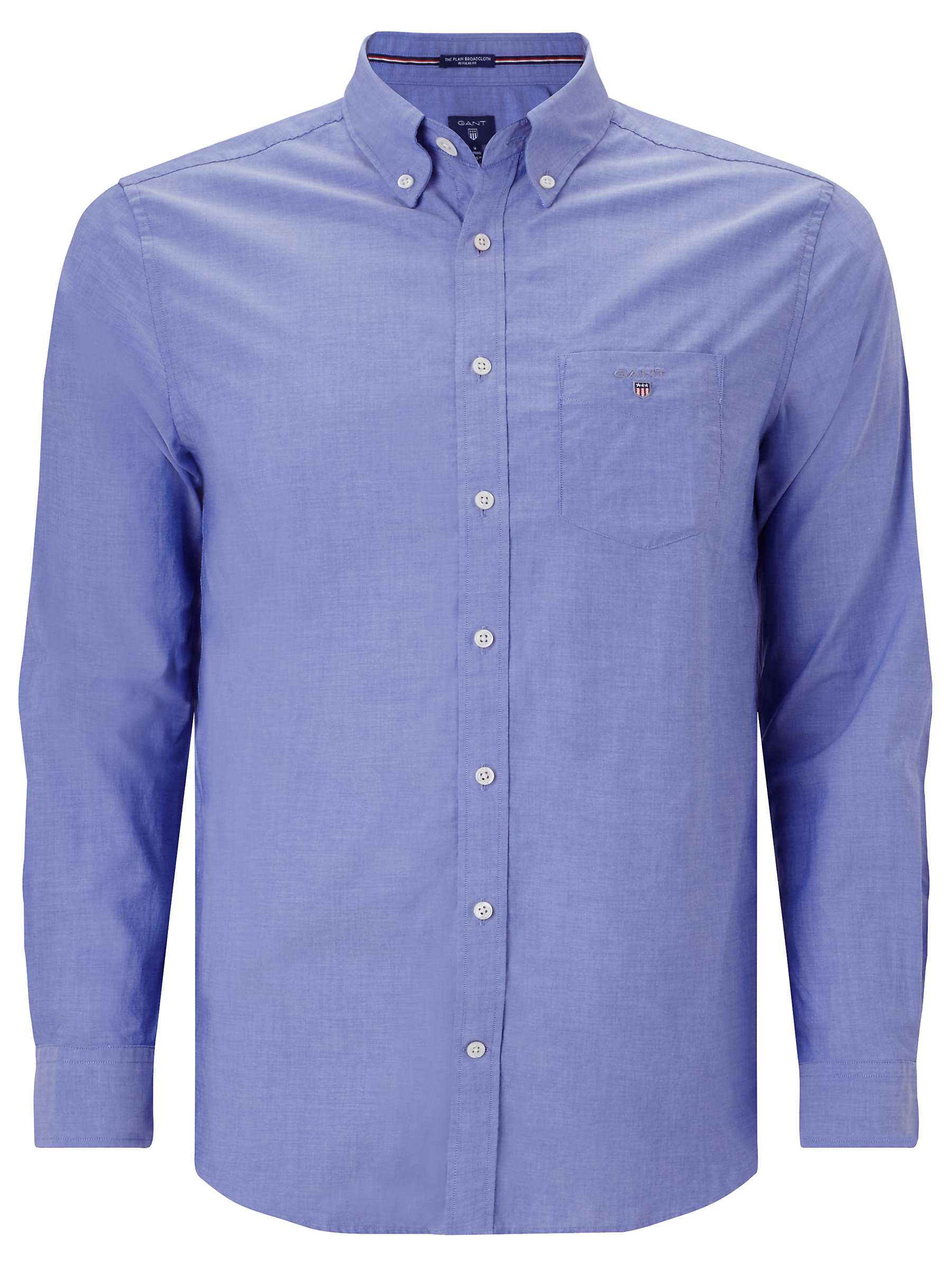 GANT Plain Broadcloth Regular Fit Shirt, Yale Blue at John Lewis & Partners