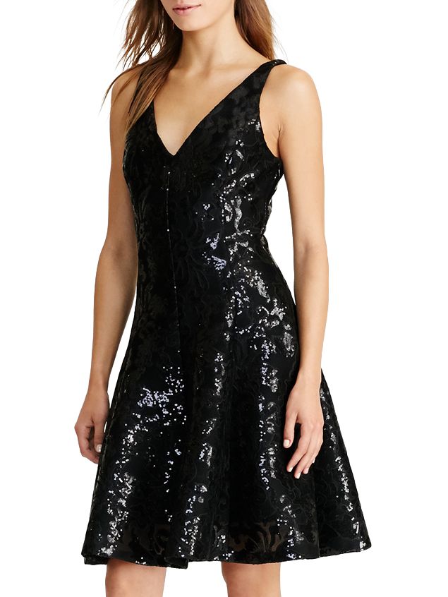 Lauren Ralph Lauren Flared Sequin Dress, Black