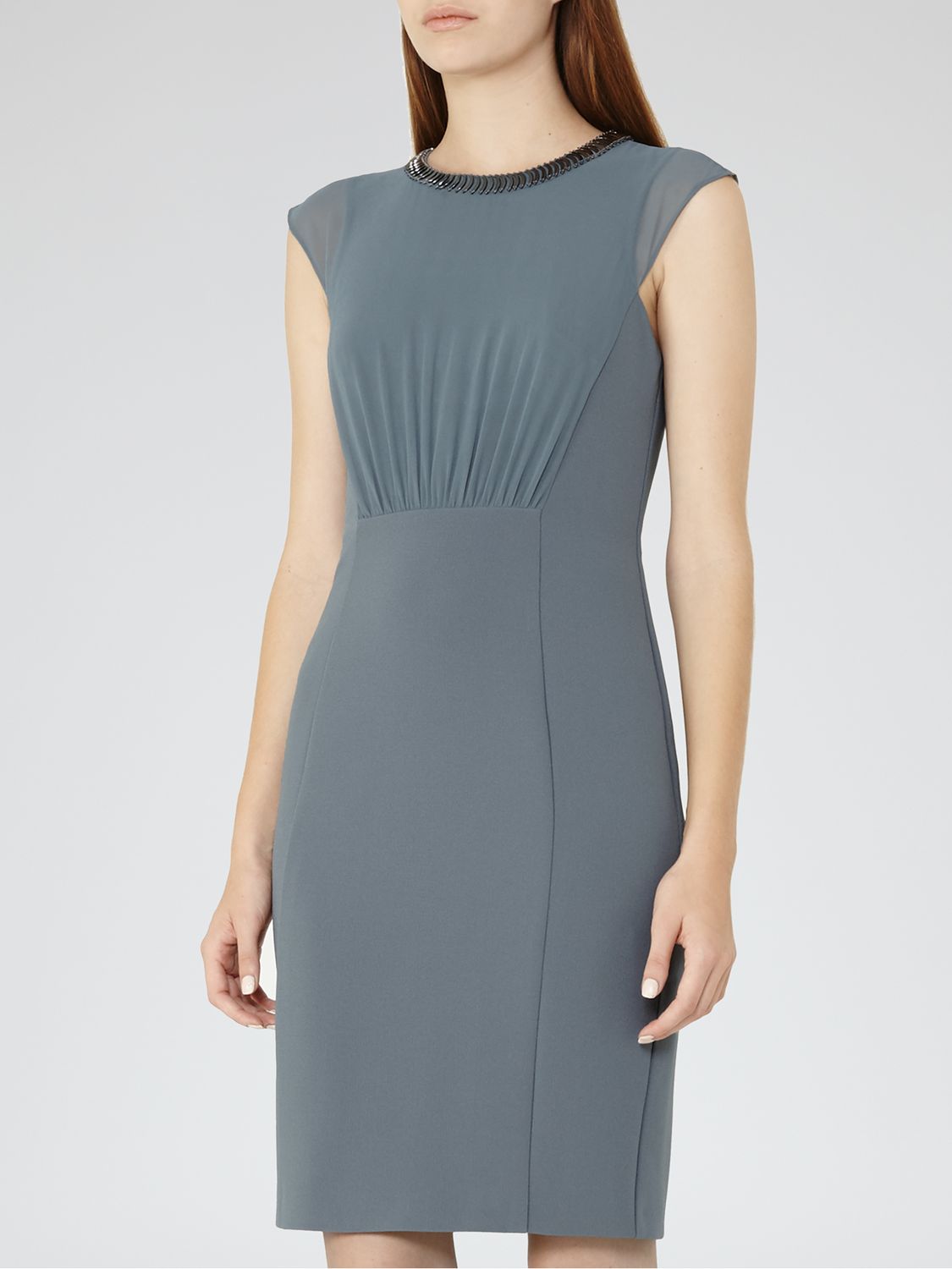 Reiss Serre Fitted Dress With Hardware, Moss