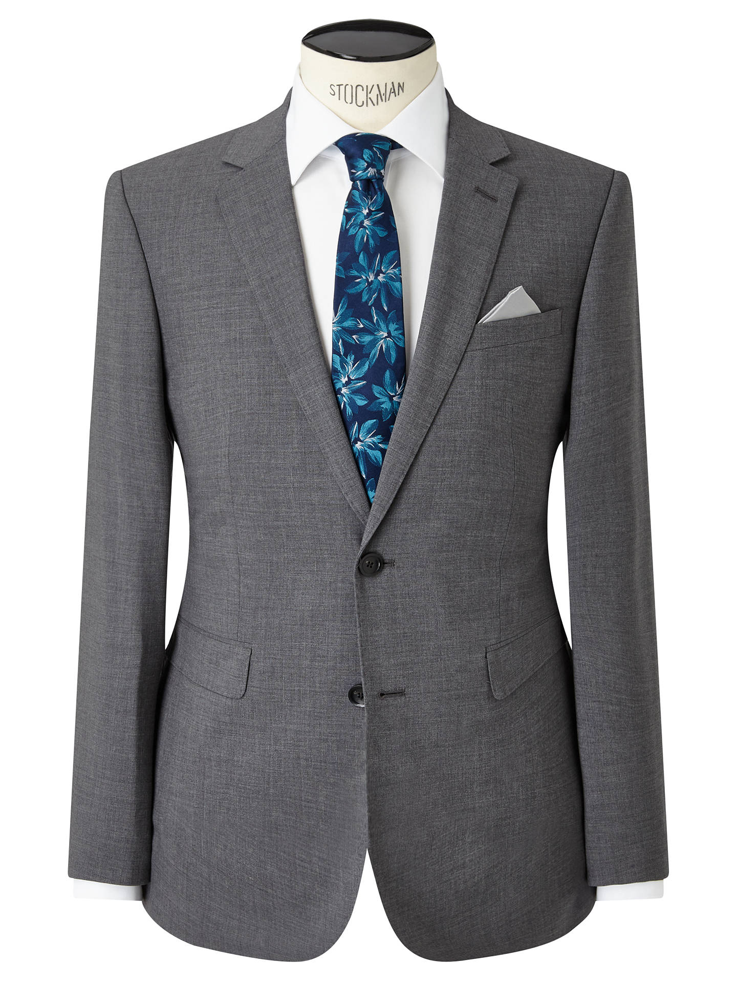 John Lewis & Partners Textured Super 100s Wool Travel Suit Jacket, Light Grey at John Lewis ...