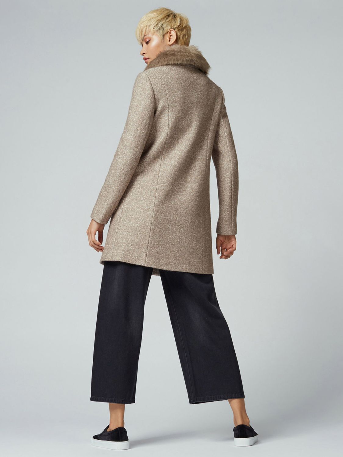 Warehouse Swing Faux Fur Collar Coat At John Lewis Partners