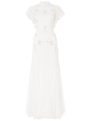 Raishma Embellished Frill Gown, White