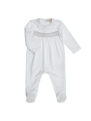 John Lewis Heirloom Collection Baby Smock Sleepsuit, White