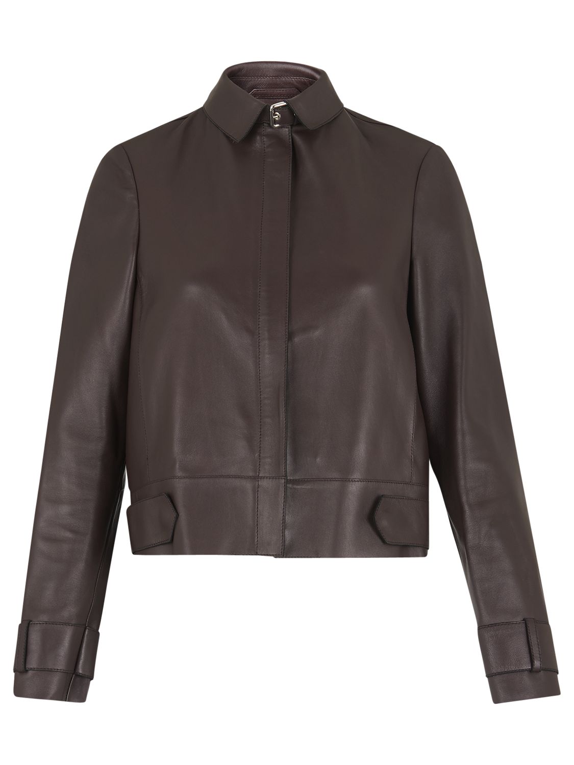 Whistles Bonded Clean Leather Jacket, Burgundy at John Lewis & Partners