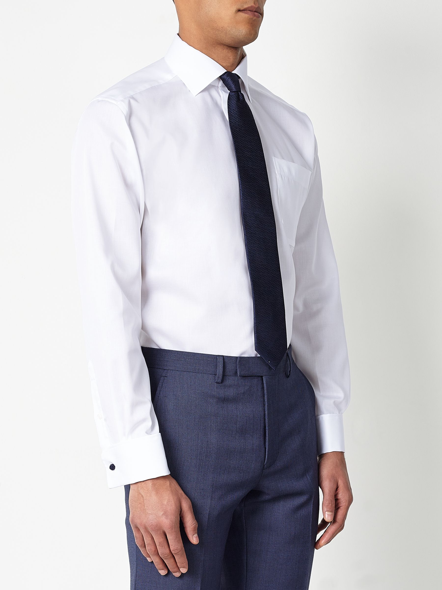 John Lewis & Partners Non Iron Twill Double Cuff Regular Fit Shirt, White