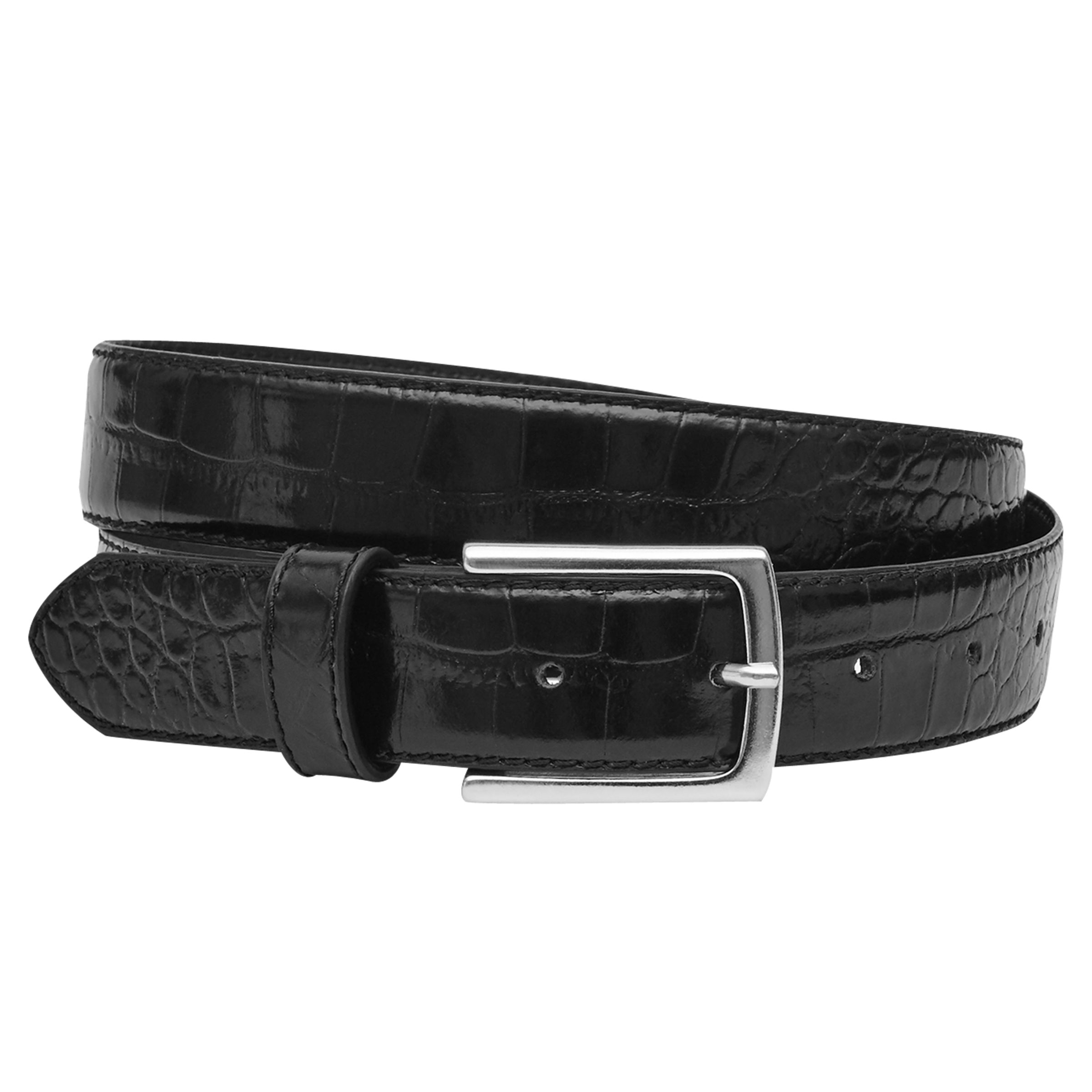 Reiss Roller Croc-Patterned Belt, Black, 36