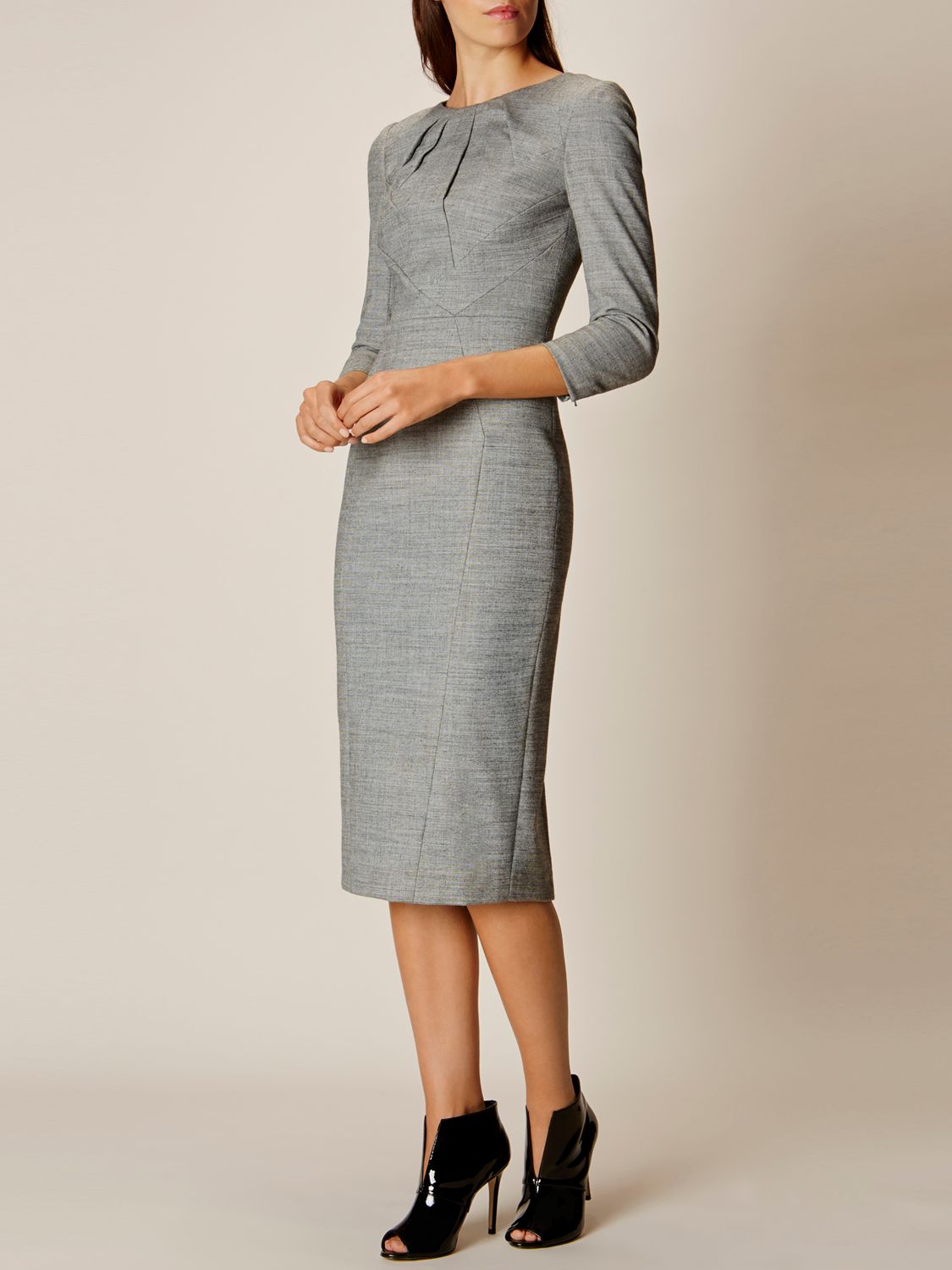 Karen Millen Tailored Folded Collection Dress, Grey at John Lewis ...