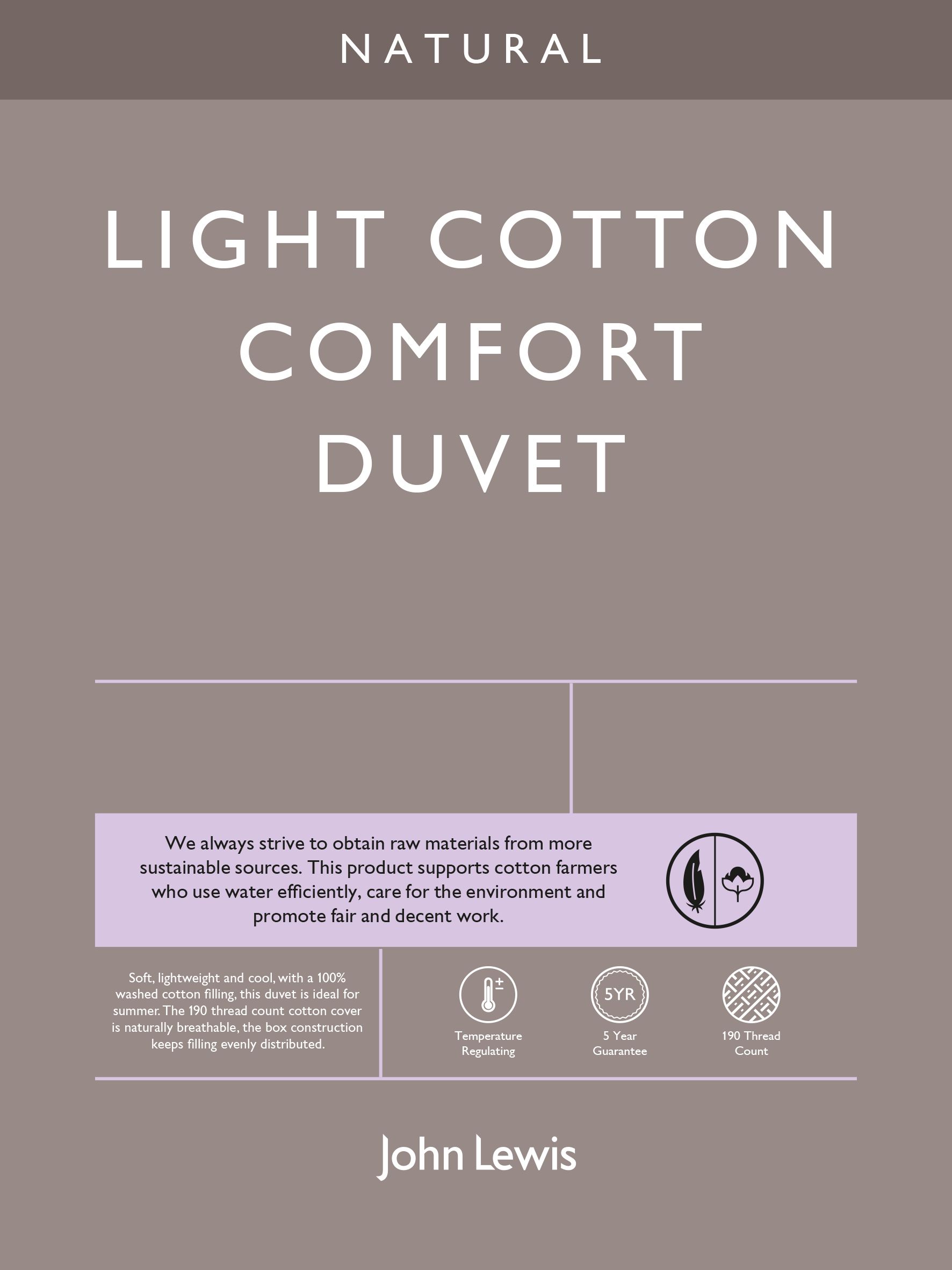 John Lewis Partners Natural Light Cotton Comfort Duvet 4 5 Tog