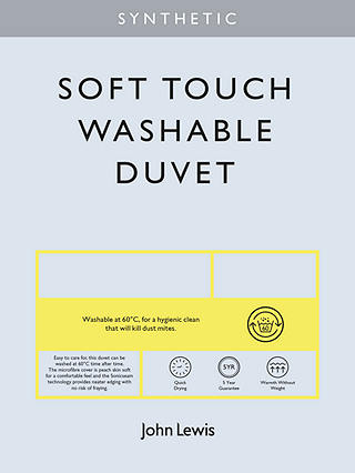 John Lewis Synthetic Soft Touch Washable Duvet, 7 Tog, Single