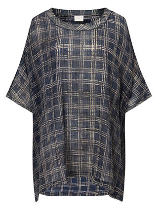 East Hand Painted Check Top, Indigo