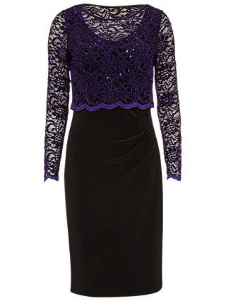 Gina Bacconi Dress With Lace Overtop, Aubergine