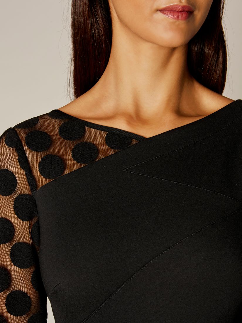 Karen Millen Spot Sleeve Mini Dress, Black