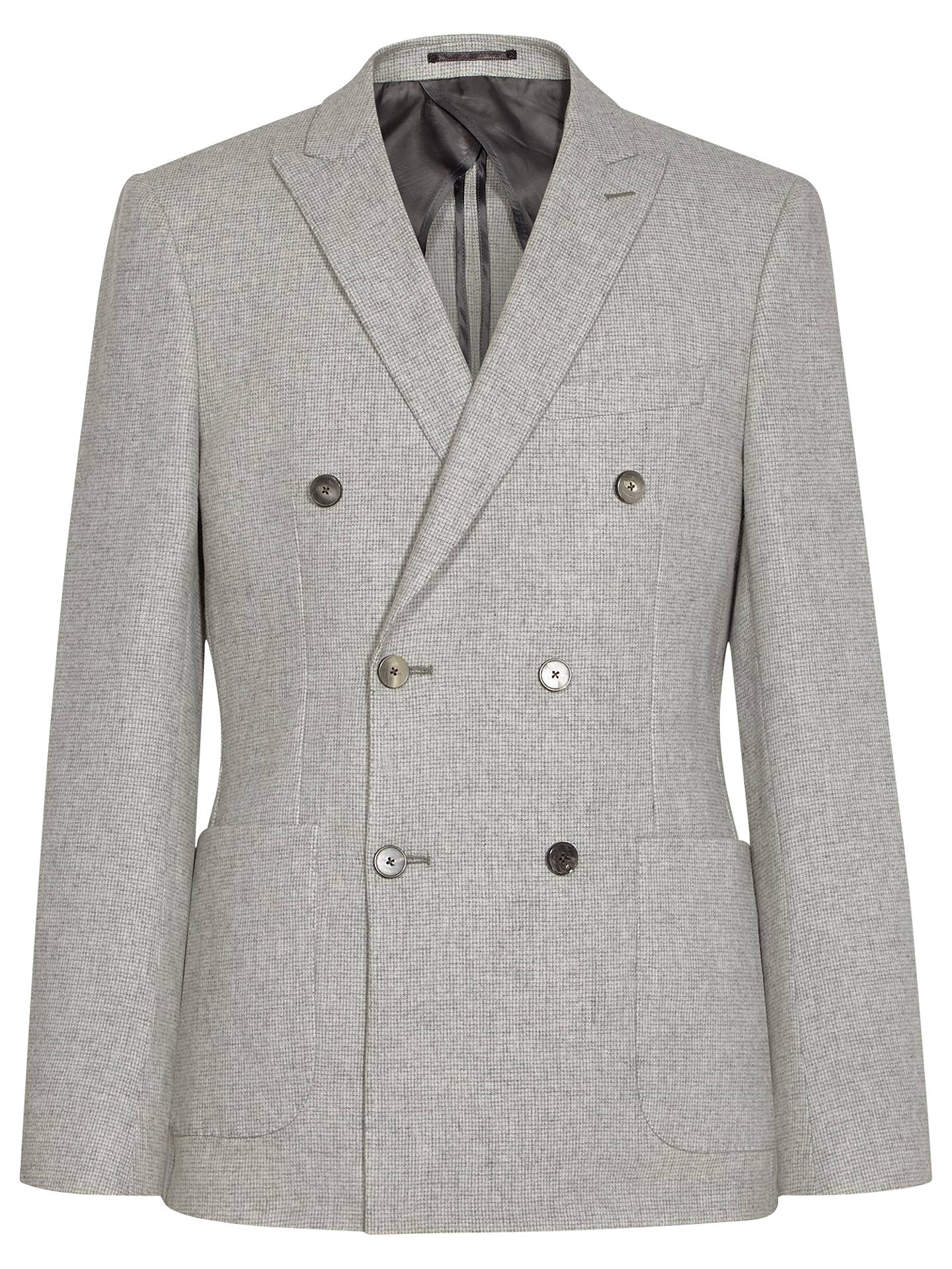 Reiss Carlo Double Breasted Blazer, Light Grey at John Lewis & Partners