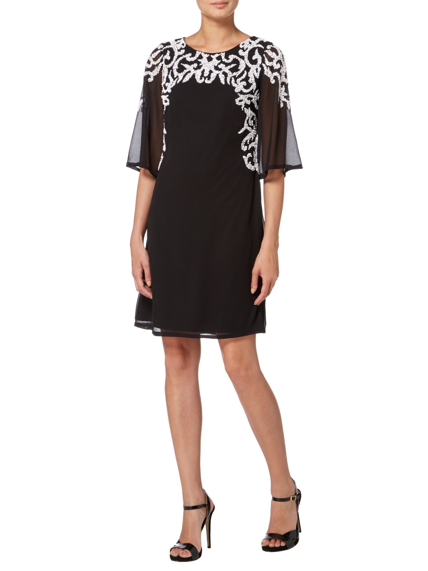 Raishma Wide Sleeve Beaded Dress, Black at John Lewis & Partners