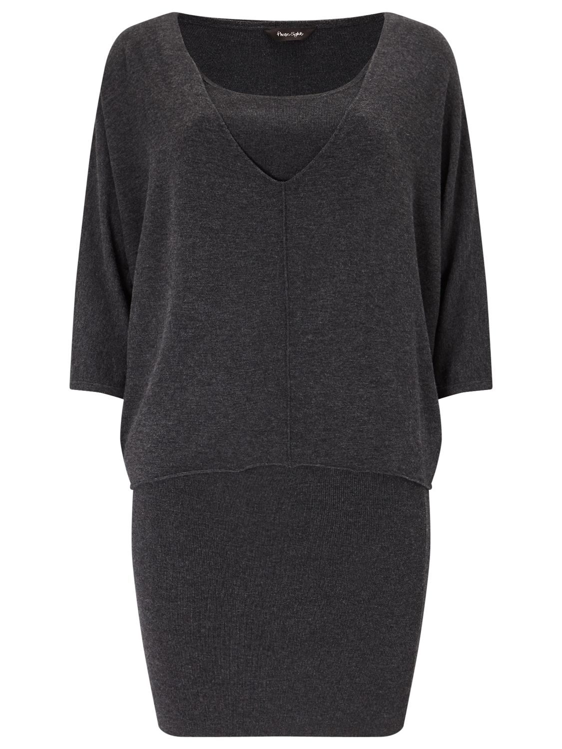 Phase Eight Carmen Double Layer Knitted Dress, Charcoal at John Lewis