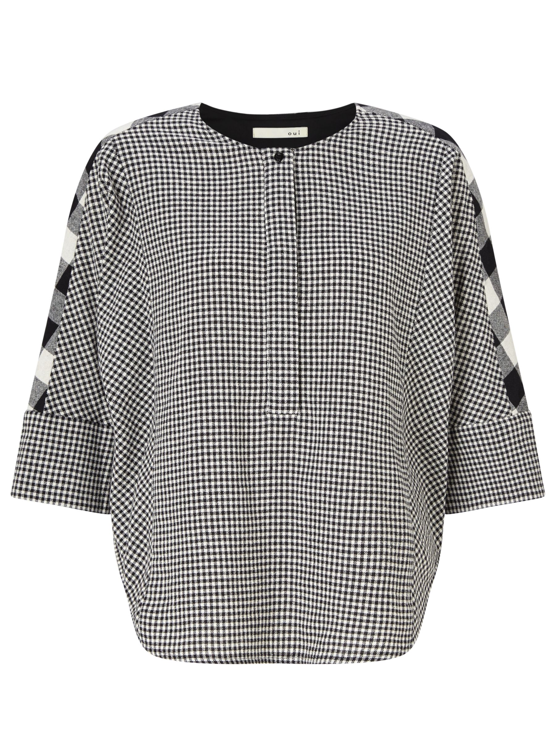 Oui Check Blouse, Off White/Grey