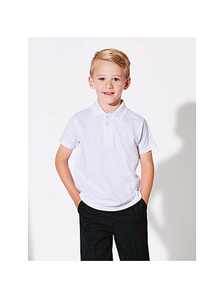 John Lewis & Partners Unisex Pure Cotton Easy Care School Polo Shirt, Pack of 2, White