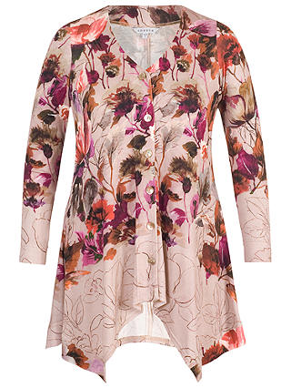 Chesca Floral Border Print Jersey Cardigan, Pink