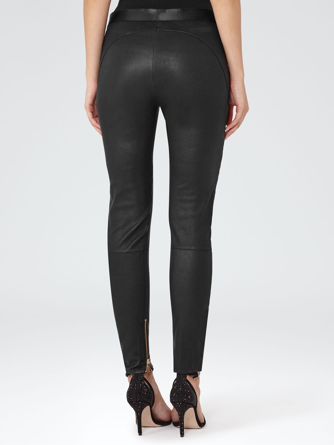 Reiss Drift Leather Trousers, Black at 