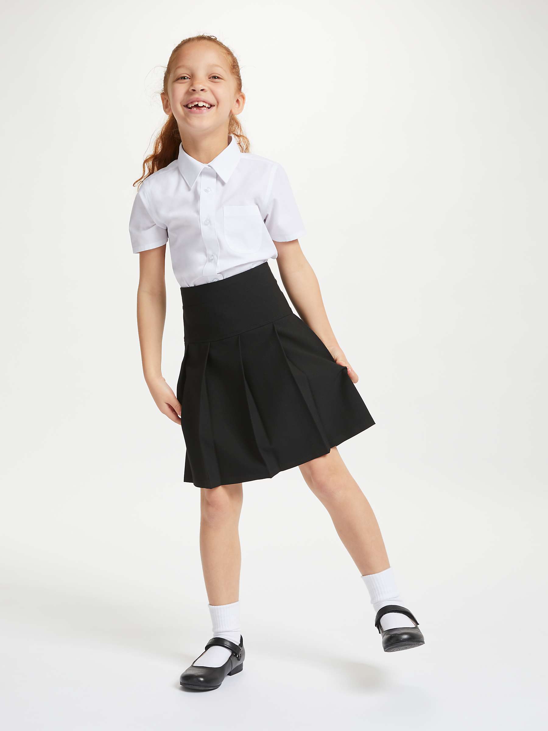 John Lewis Panel Pleated Girls' School Skirt, Black at John Lewis ...