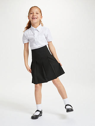 John Lewis Panel Pleated Girls' School Skirt, Black