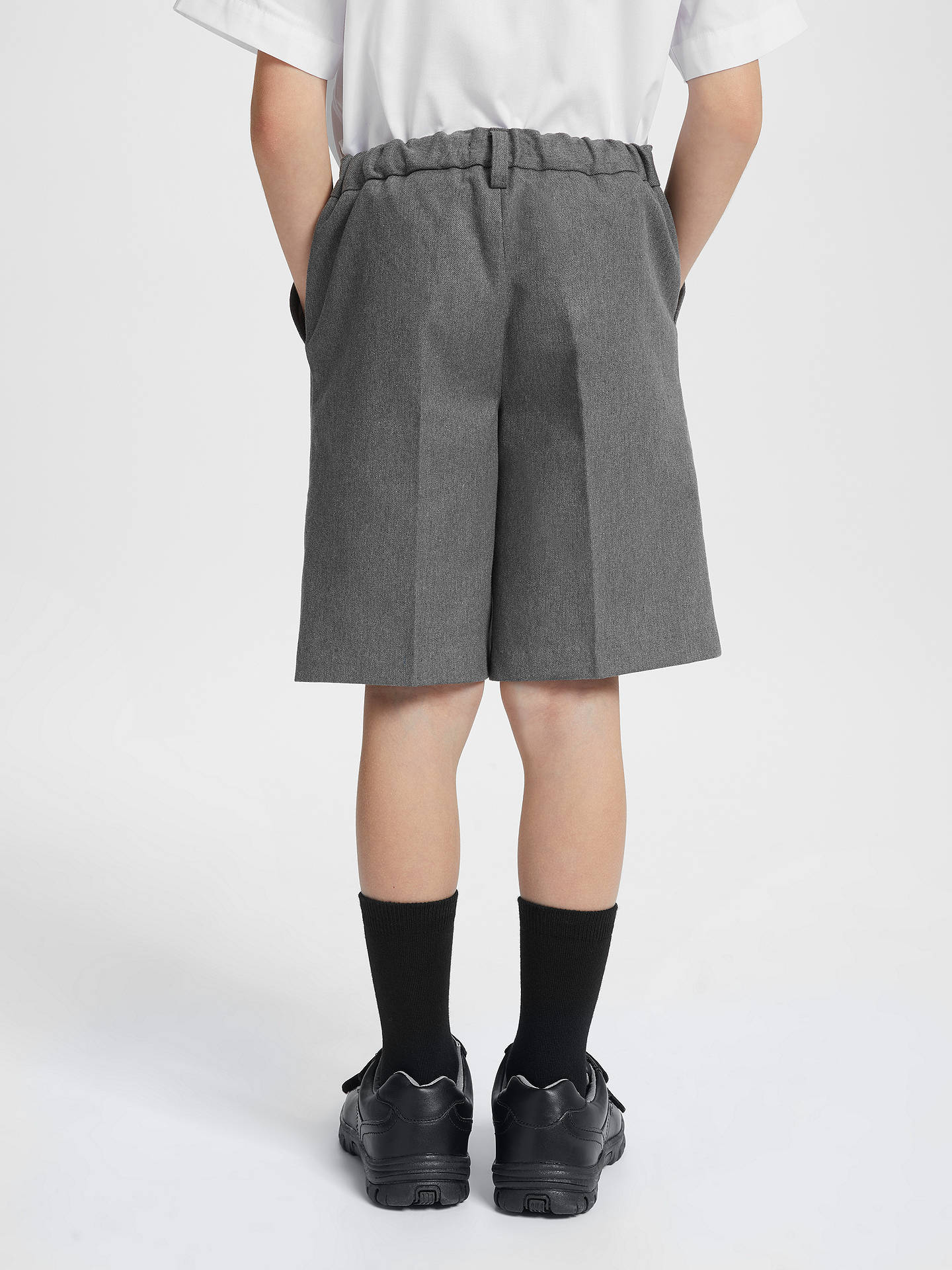 John Lewis & Partners Boys' Adjustable Waist Cotton School Shorts, Grey ...