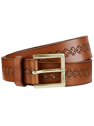 AND/OR Louise Cut Out Flower Leather Jeans Belt, Tan
