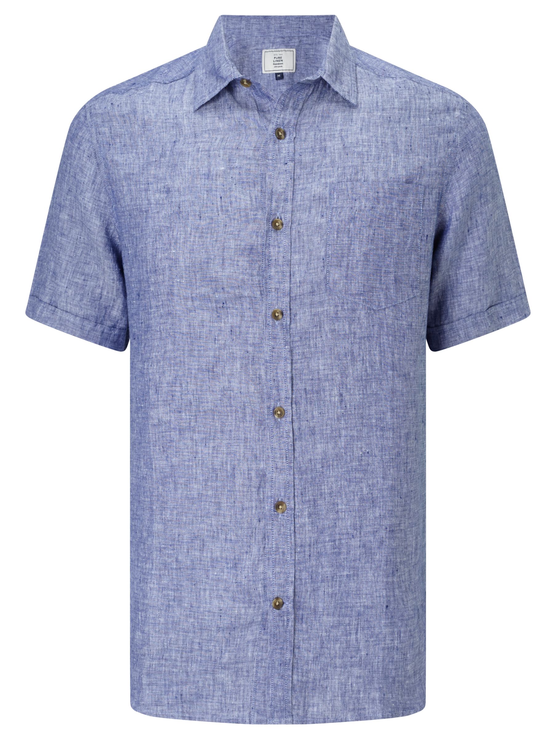 John Lewis & Partners Plain Linen Short Sleeve Shirt