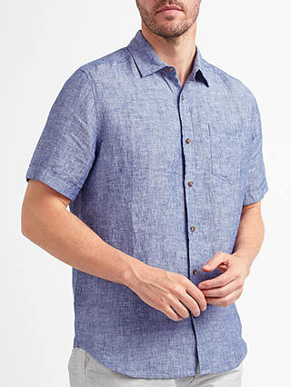 John Lewis & Partners Plain Linen Short Sleeve Shirt