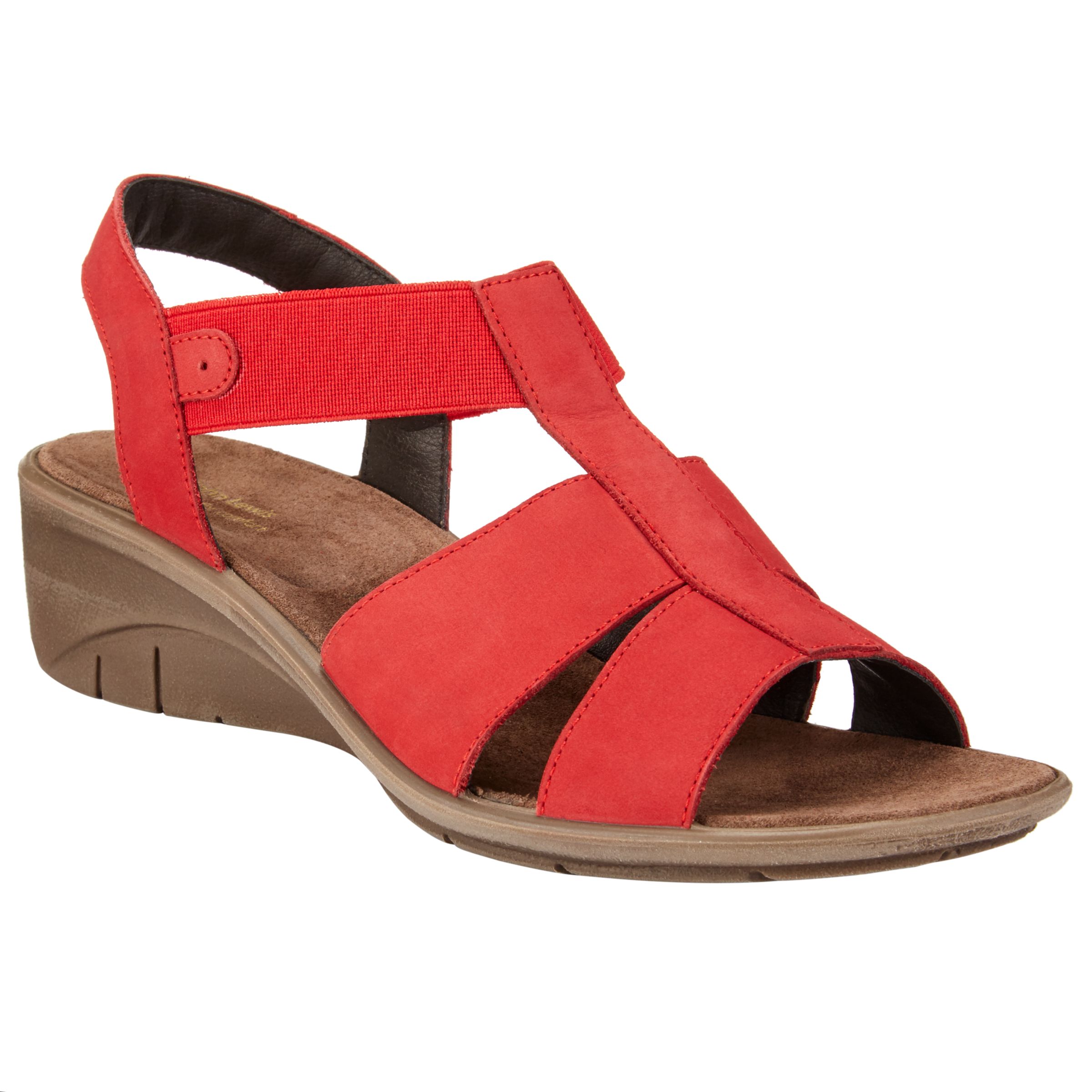 John Lewis Designed for Comfort Kathy Wedge Heeled Sandals, Red
