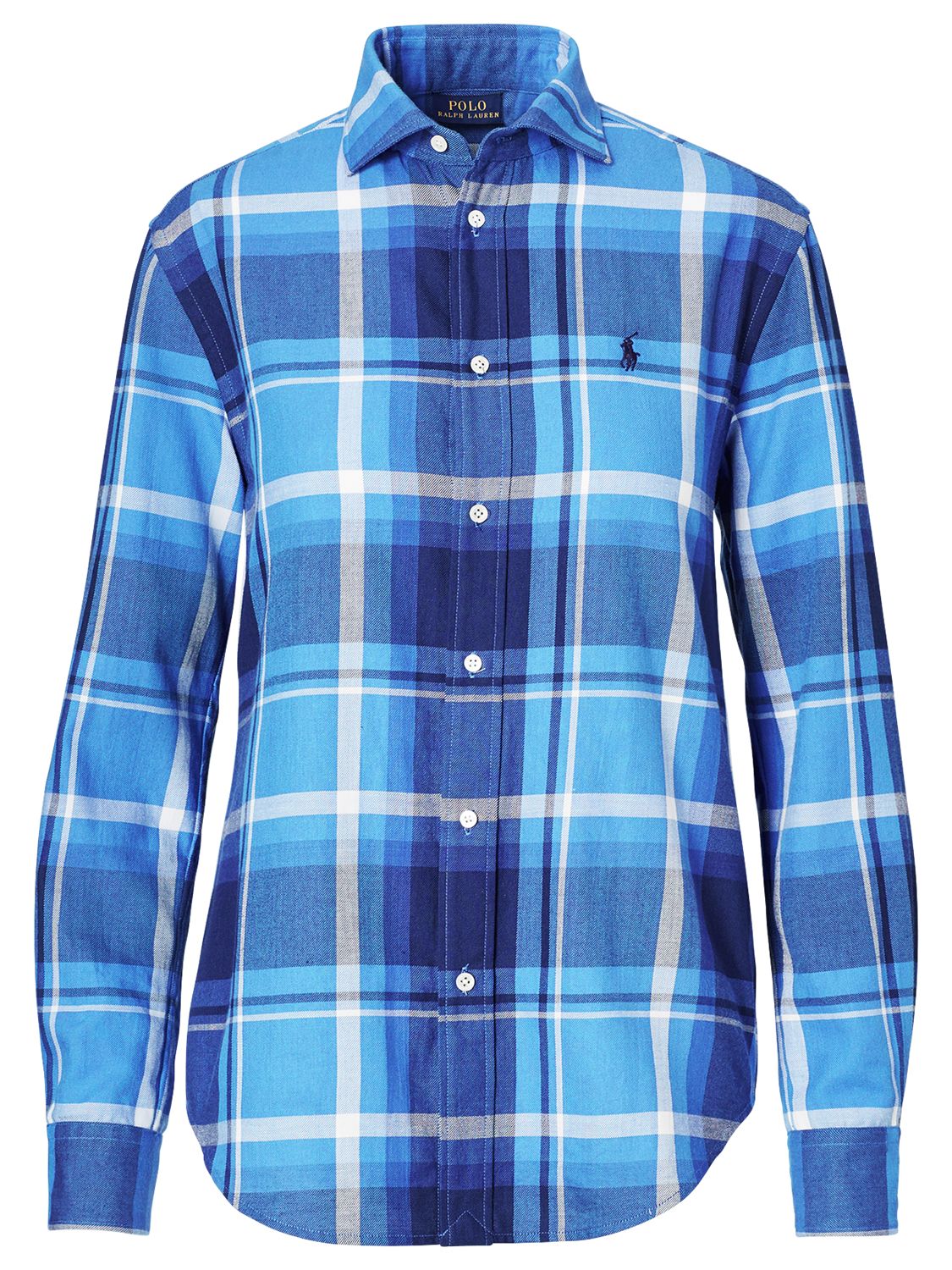 Polo Ralph Lauren Relaxed Fit Plaid Cotton Shirt, Lake Blue/Navy