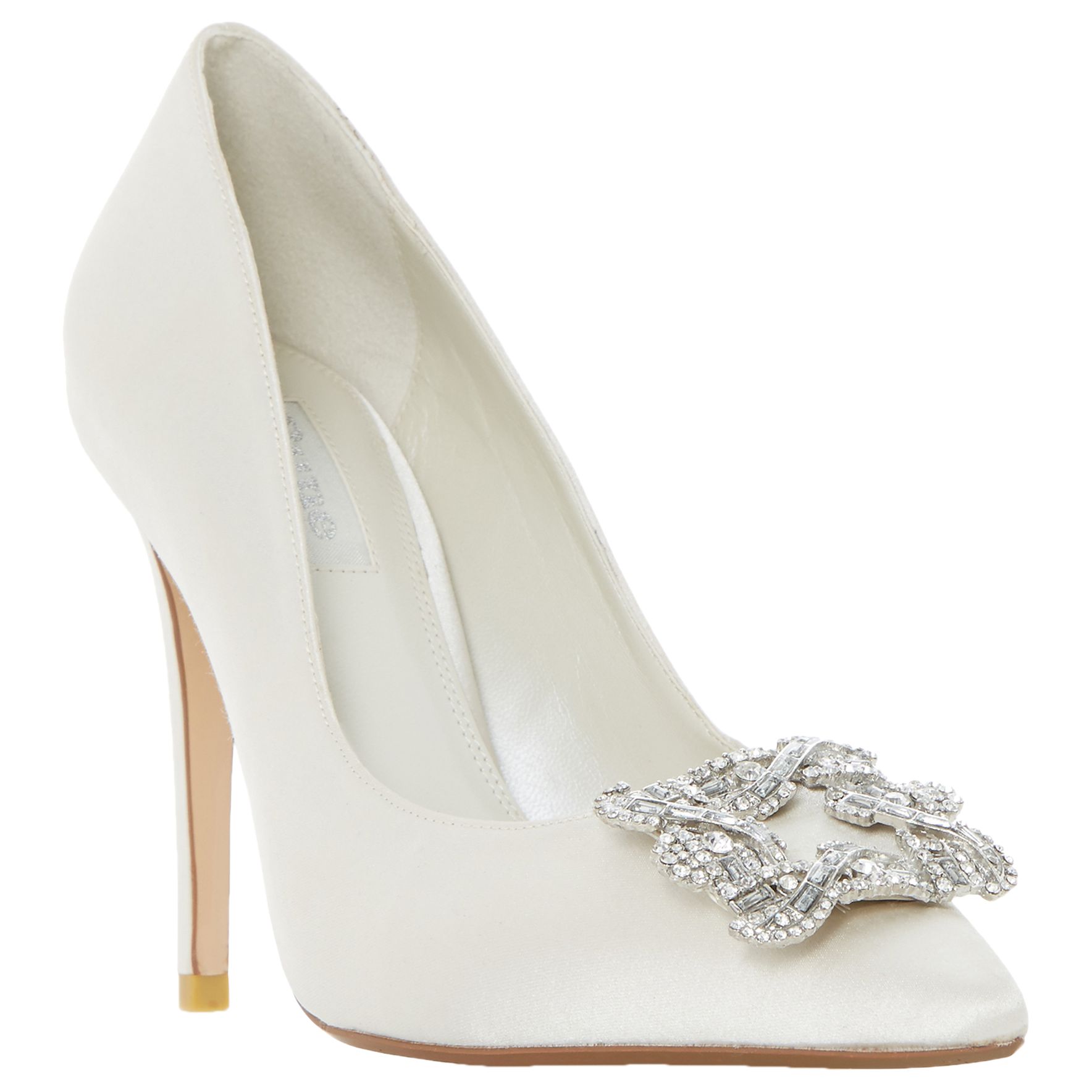 Dune Bridal Collection Breanna Jewel Stiletto Court Shoes, Ivory Satin