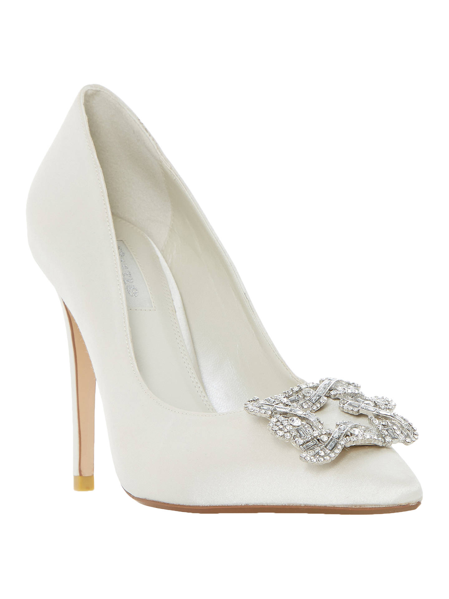Dune Bridal Collection Breanna Jewel Stiletto Court Shoes, Ivory Satin ...
