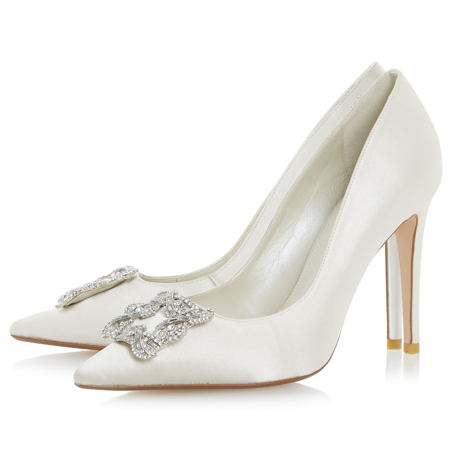 Dune Bridal Collection Breanna Jewel Stiletto Court Shoes, Ivory Satin