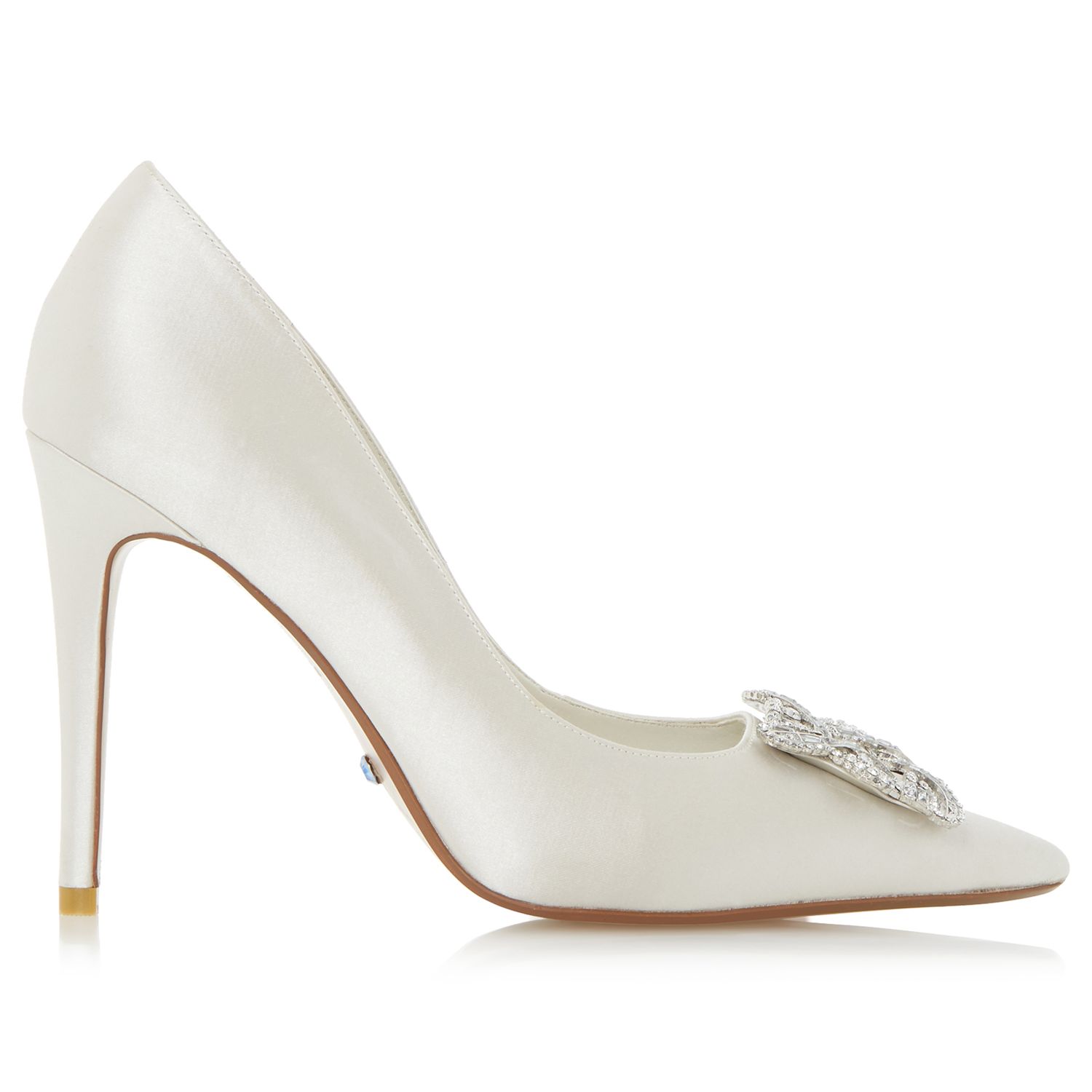 Dune Bridal Collection Breanna Jewel Stiletto Court Shoes, Ivory Satin