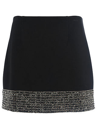 French Connection Crystal Shot Mini Skirt, Black/Silver