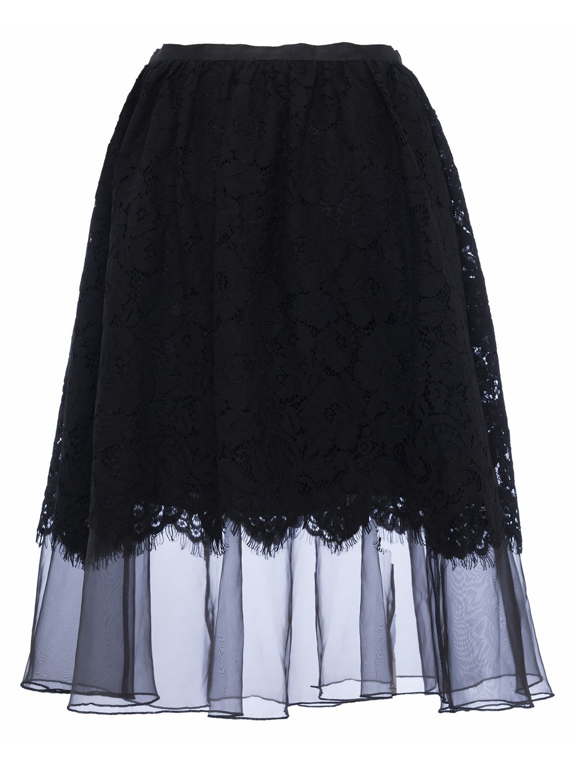 French Connection Spotlight Lace Flared Skirt, Black