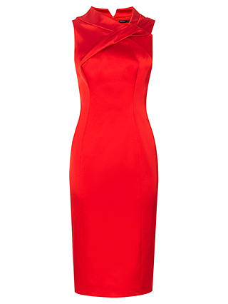 Karen Millen Fold Detail Satin Dress, Red