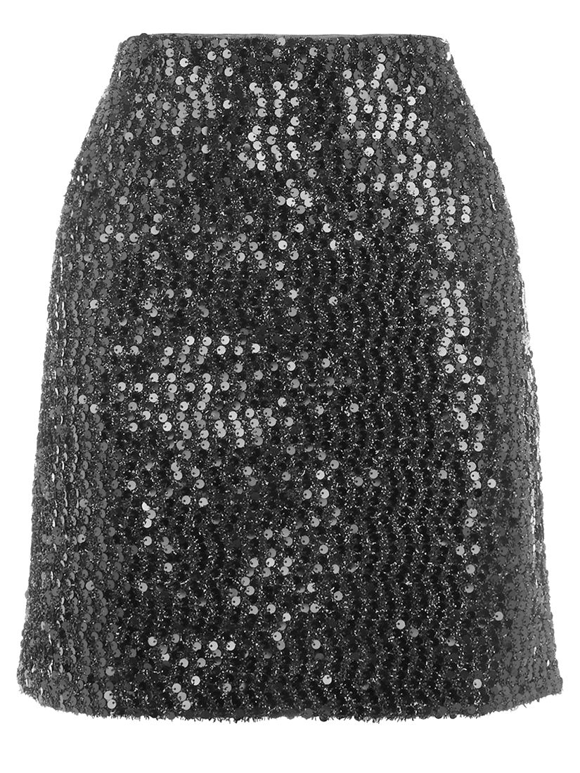 Oasis Sequin Tinsel Skirt, Black