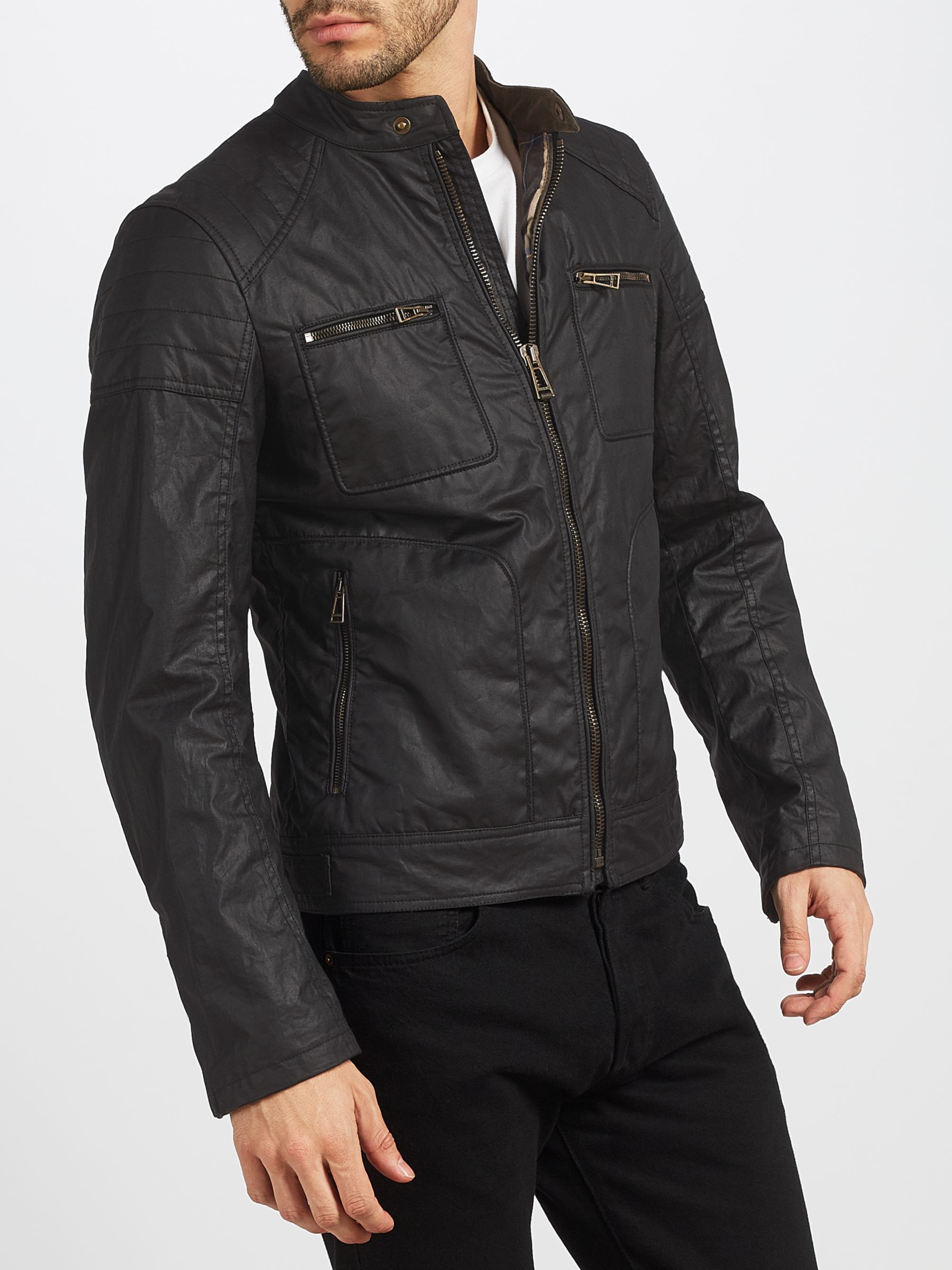 Belstaff Weybridge Rubberized Jersey Jacket, Black at John Lewis & Partners