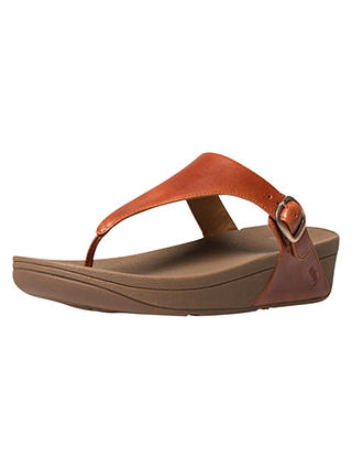 FitFlop Skinny Leather Adjustable Flip Flops, Tan
