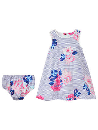 Baby Joule Bunty Floral Dress and Knickers Set, Blue