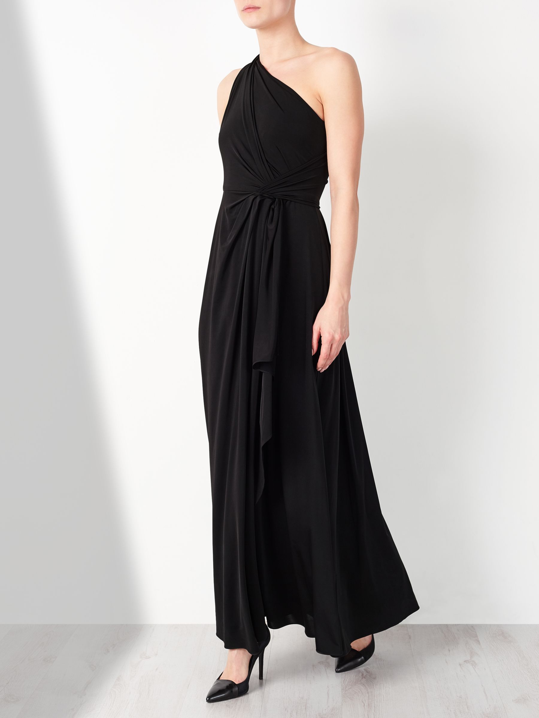 John Lewis & Partners One Shoulder Dress, Black, 12