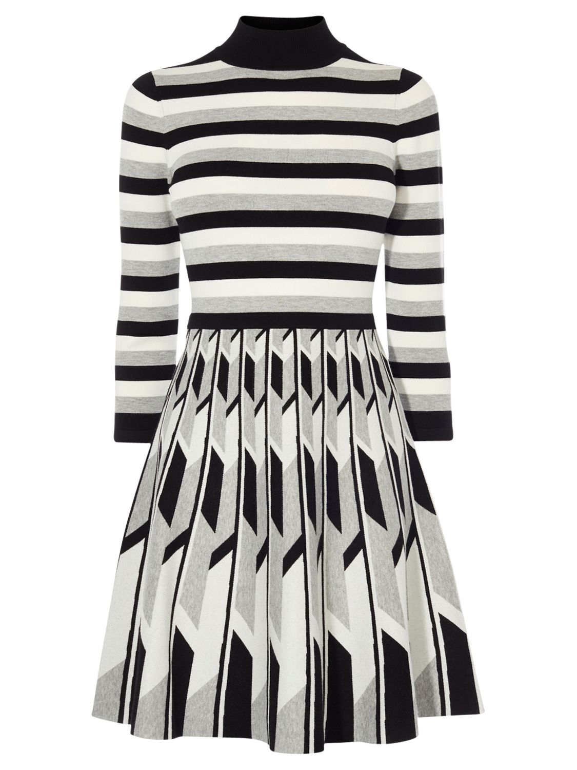 Karen Millen Geometric Stripe Knitted Dress, Multi