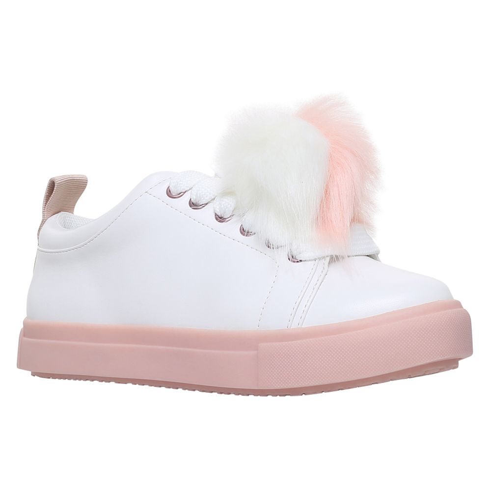 Miss KG Pomtastic Laced Trainers, White/Pink, 9 Jnr