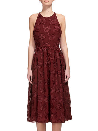 Whistles Applique Textured Dress, Burgundy