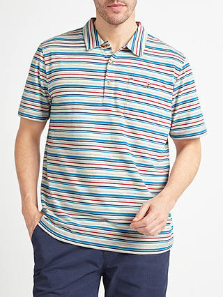 John Lewis & Partners Engineered Stripe Polo Shirt, Ecru