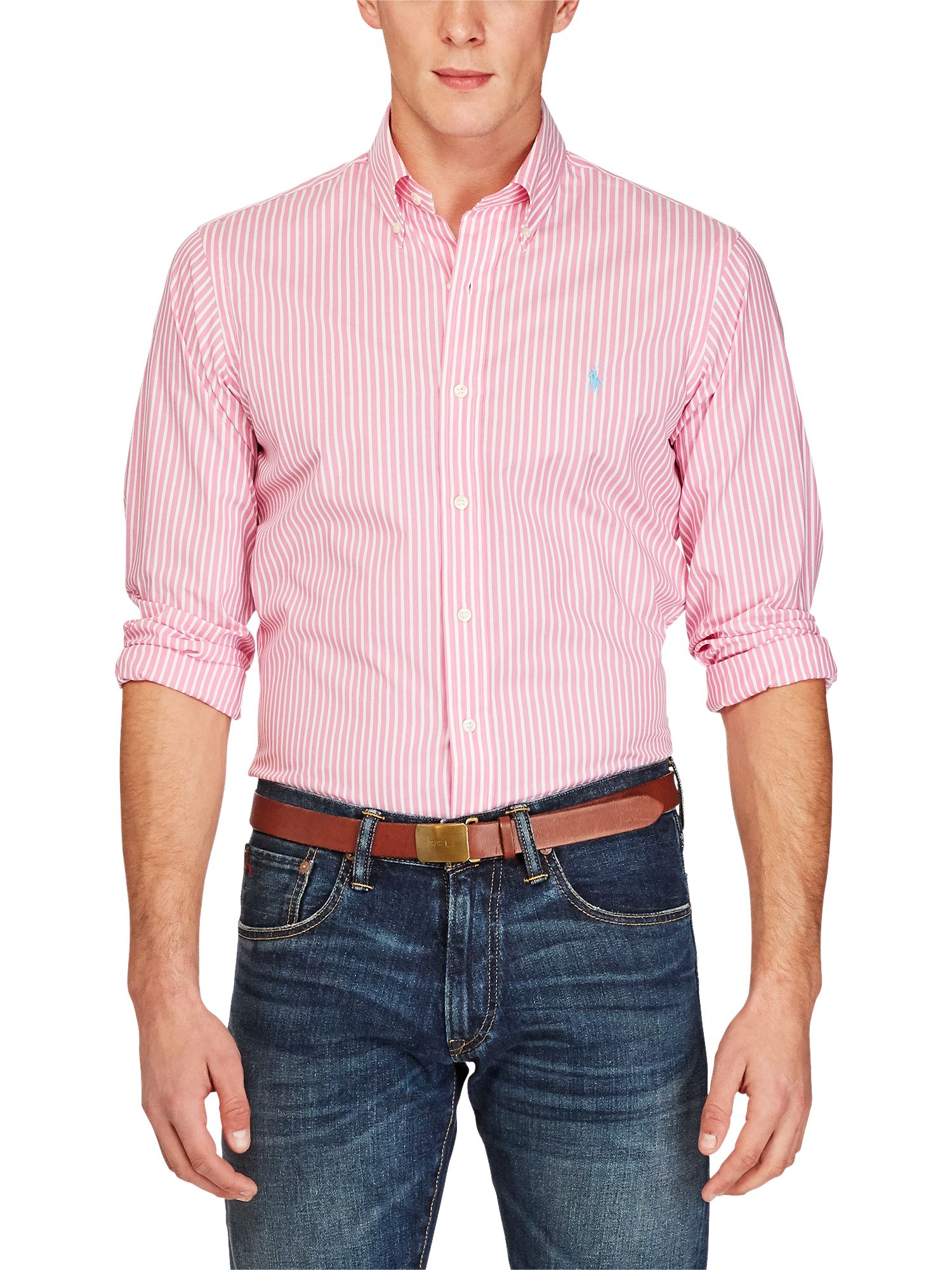 ralph lauren men's pink striped shirt
