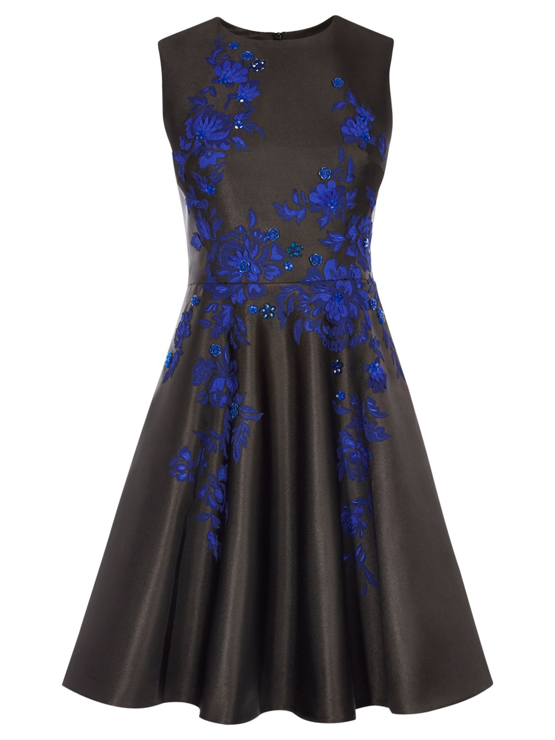 Karen Millen Applique Floral Dress, Black/Multi at John Lewis & Partners